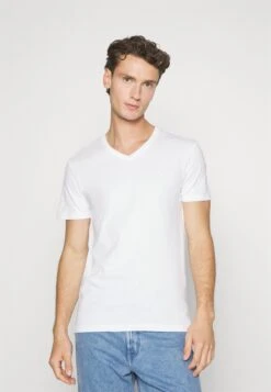 Pier One V Neck Bird Tonal 3 Pack - T-Shirt Basic - Light Brown/White/Dark Blue -Chic Verkoop 1f5463f9c0604b97998b18e77595bc5f